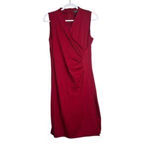 Lauren Ralph Lauren Pleated Dress Women's S Red Stretch Sleeveless Party Festive